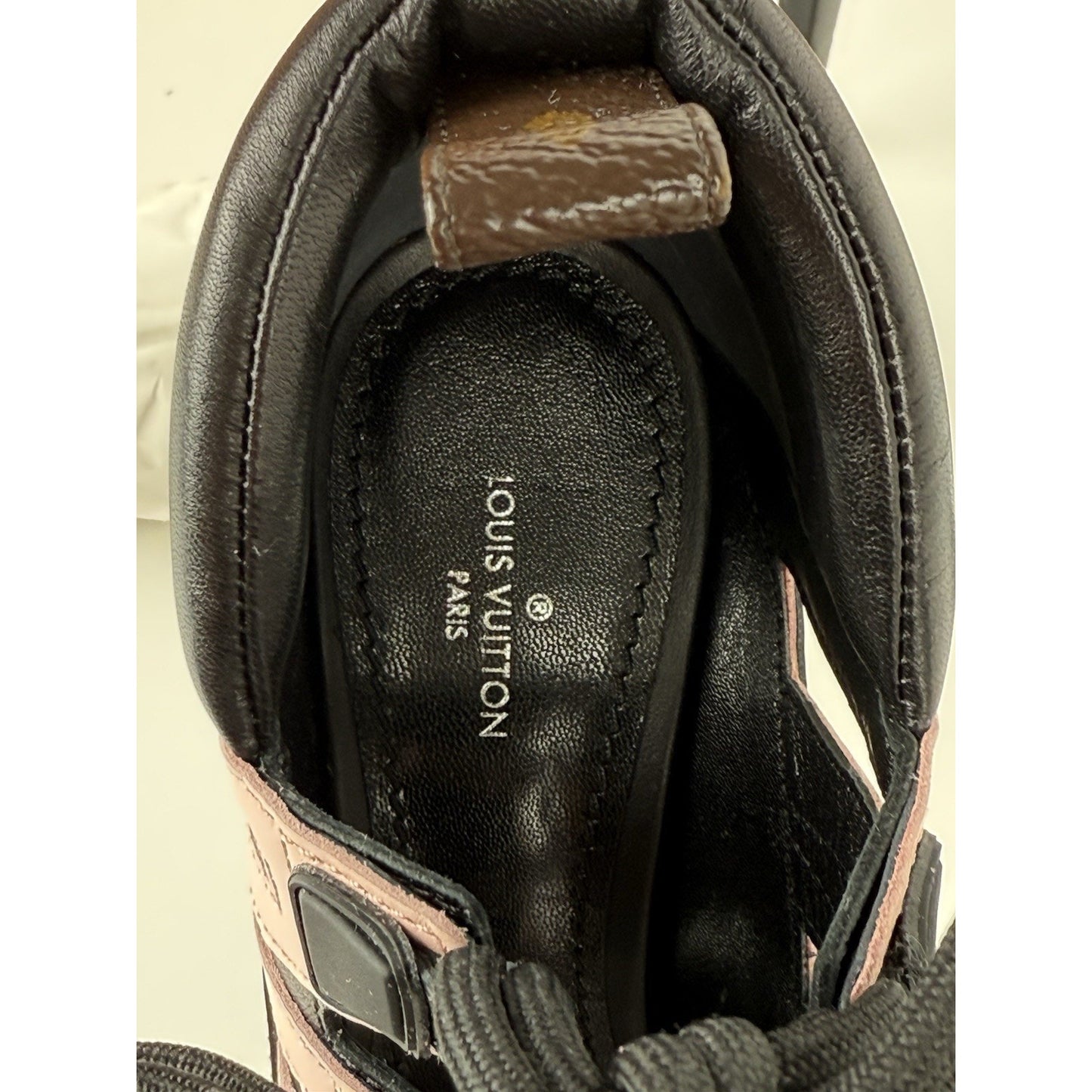 LOUIS VUITTON Lace Up Pumps Women's Booties Pink Black White Size 37 / 7