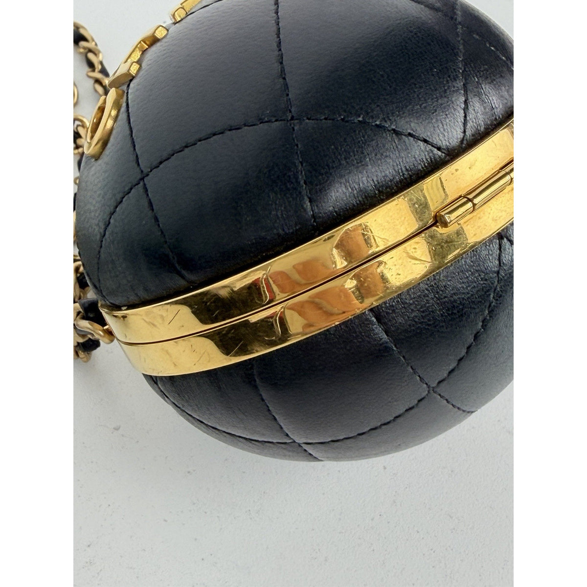 Chanel Sphere Minaudiere Clutch Bag in Black Leather Gold-tone Hardware NFC E-8
