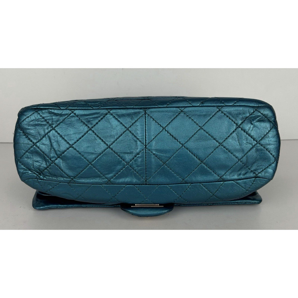 Chanel 2.55 Reissue Jumbo Double Flap Bag in Blue Metallic Leather 2003-2004 C-1