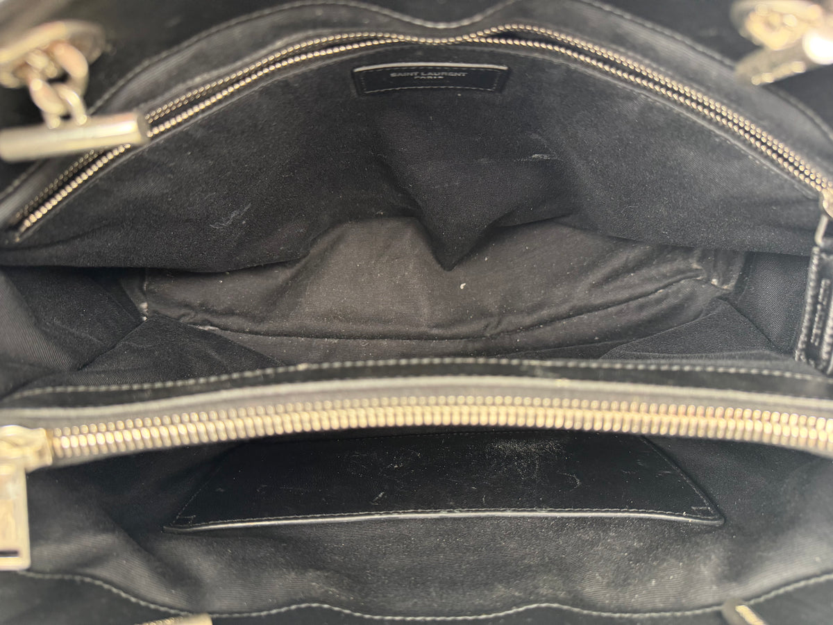 Saint Laurent Monogram Large Loulou Shopper Bag in Black Calfskin Leather YS23