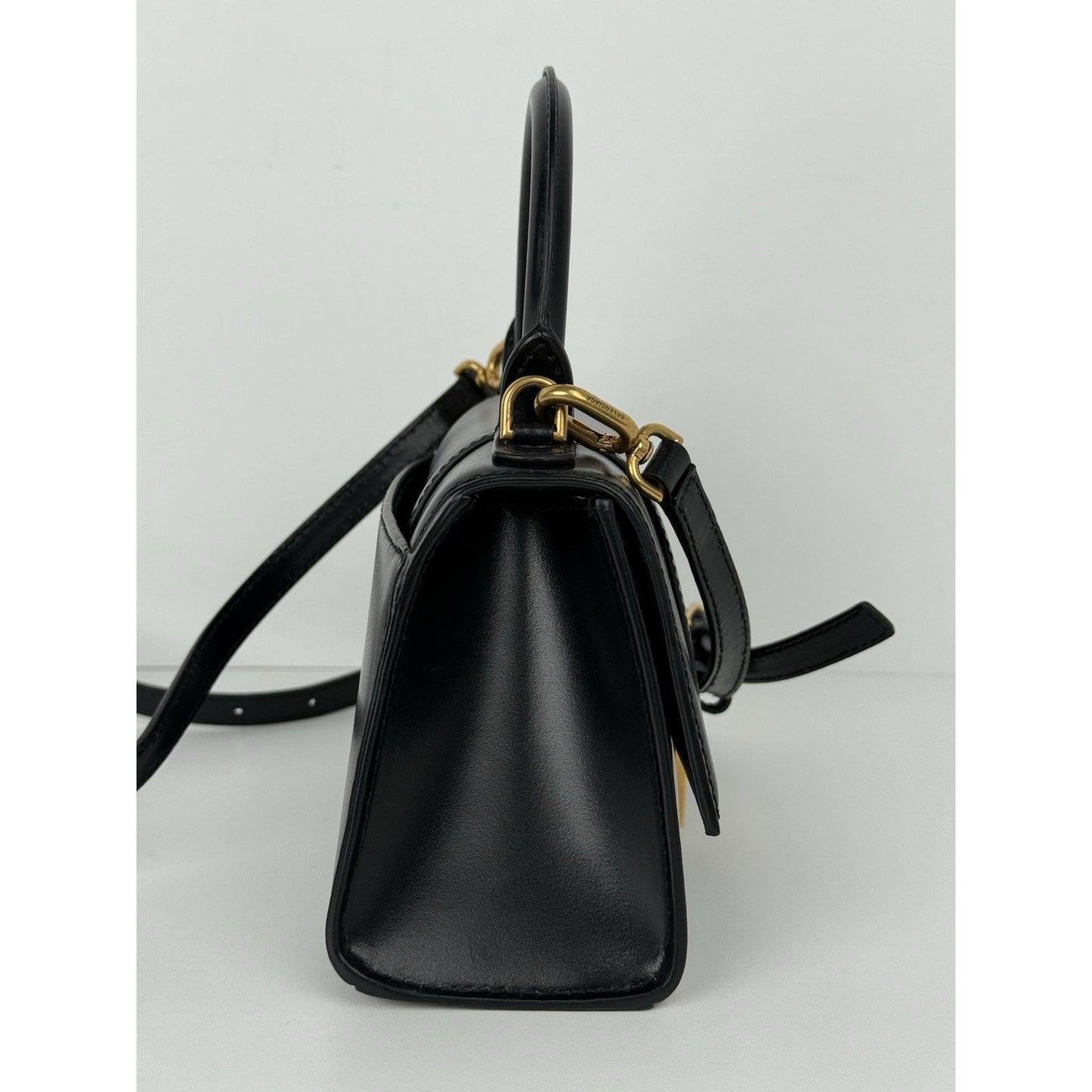 Balenciaga Hourglass XS Top Handle Bag Black Leather with Silver Hardware