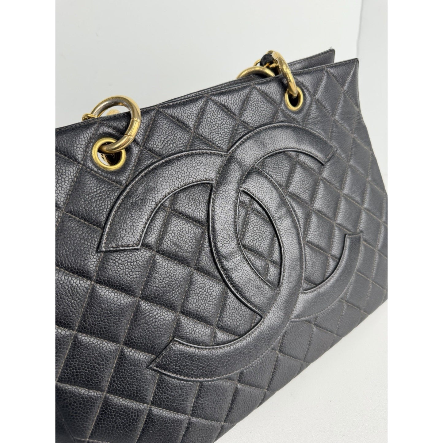 Chanel Grand Shopping Tote Bag in Quilted Black Caviar Leather 1996-1997 C6