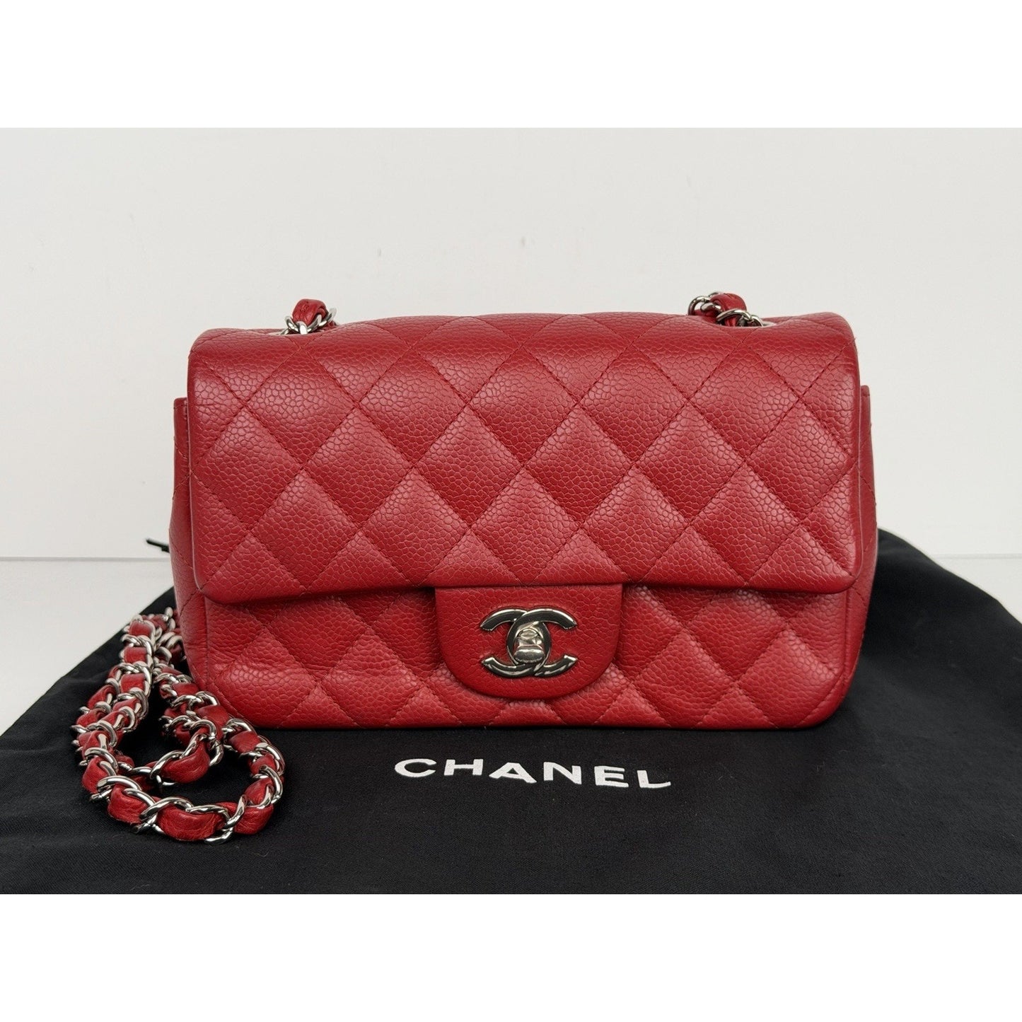 Chanel Classic Mini Rectangular Flap Bag in Red Caviar Leather 2013-2014 B4