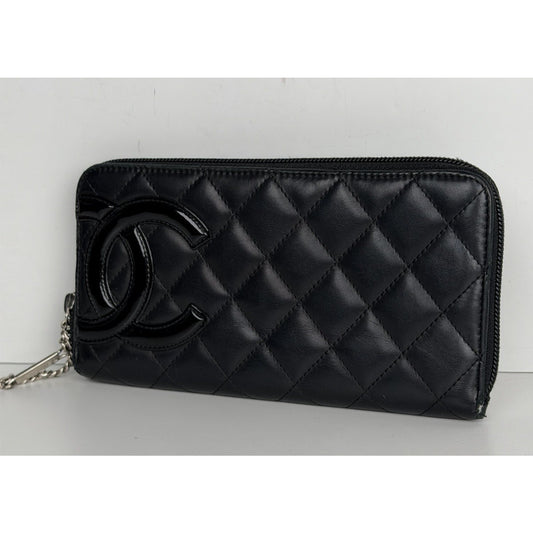Chanel Cambon Wallet Ligne Quilted Calfskin Leather & Large CC 2009-2010 S15