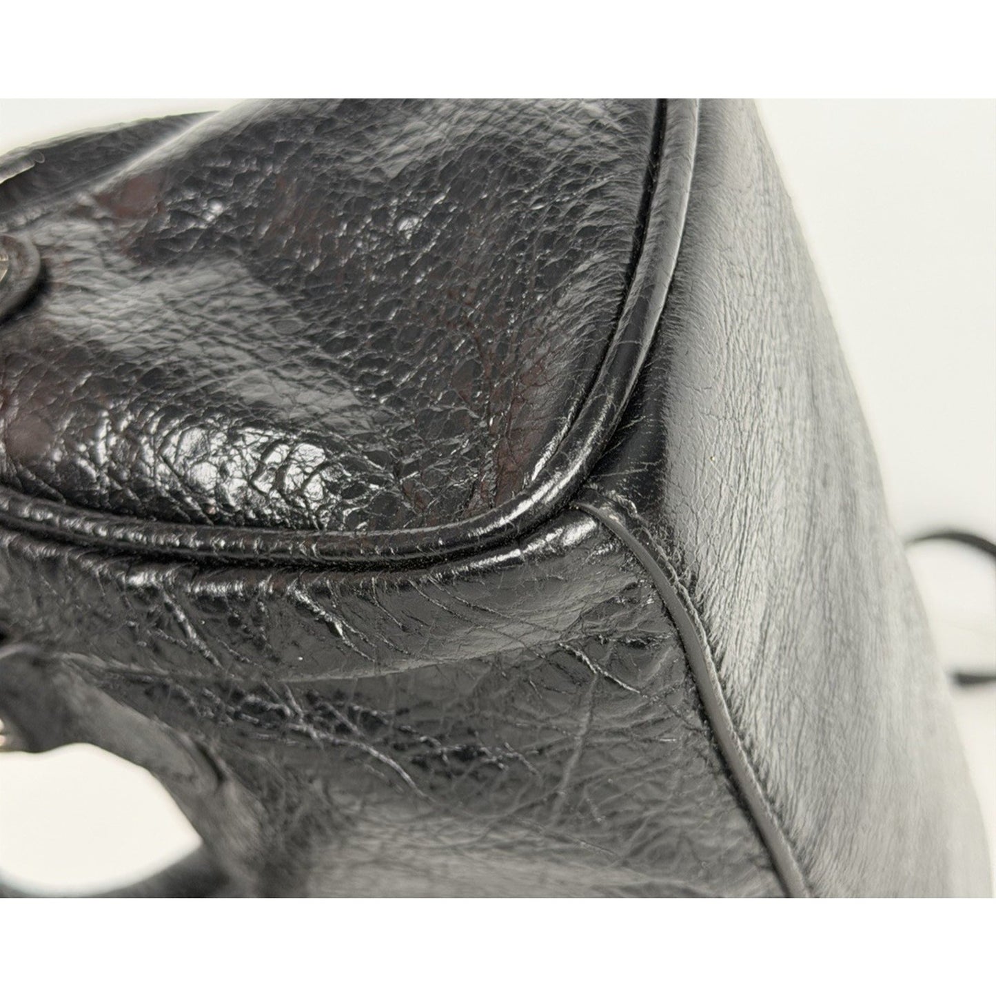 Balenciaga Neo Cagole Nano Duffle Bag in Black Leather Crinkled Finish D5