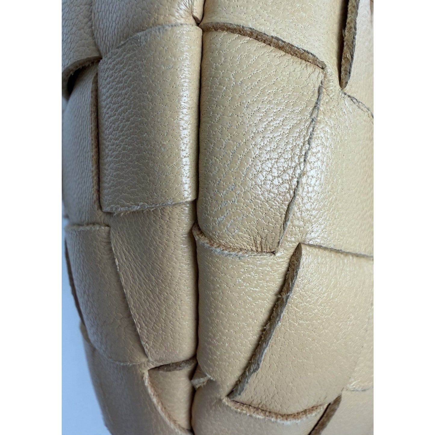 Bottega Veneta Jodie Hobo HandBag Mini Caramel Interacciato Woven Leather S11