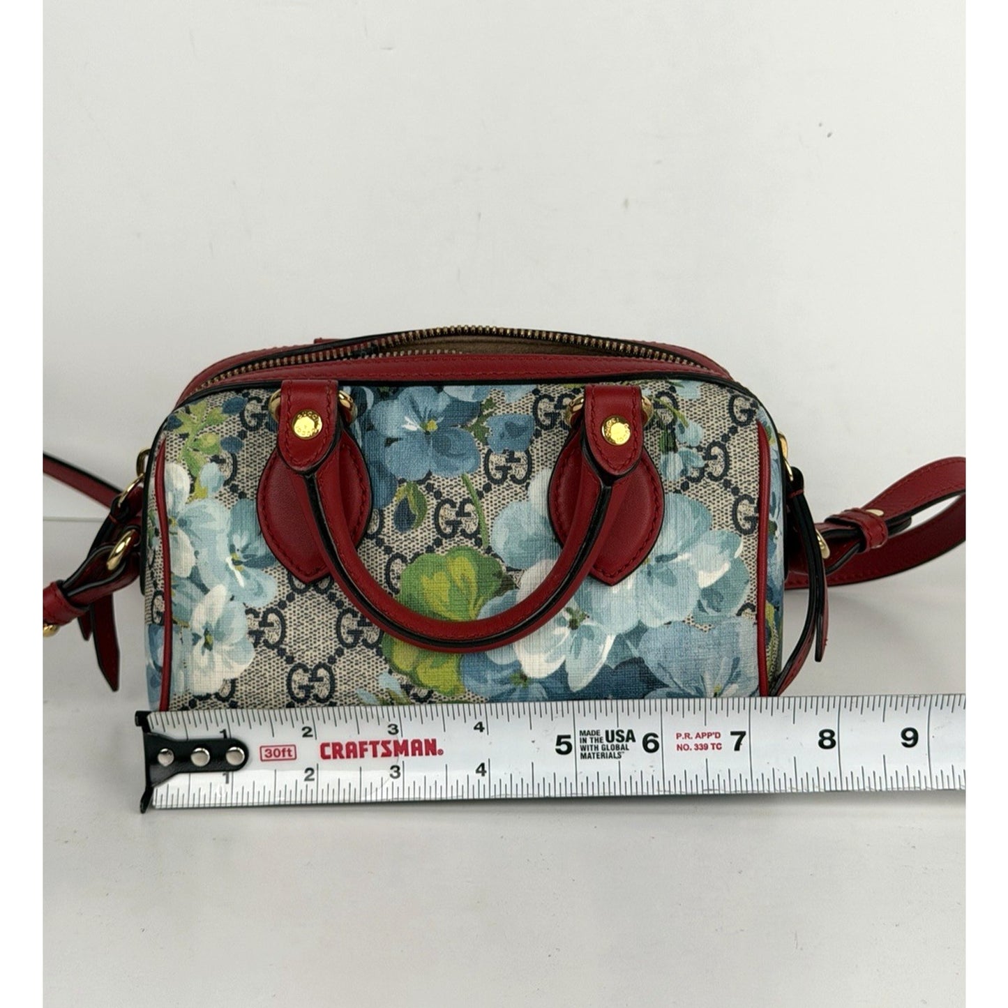 Gucci Blooms Boston Mini Top Handle Bag in Multicolor GG Supreme Canvas S-08