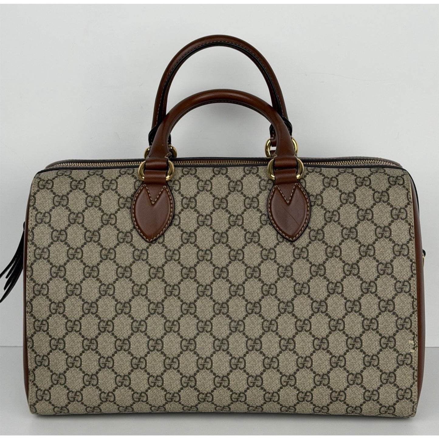 Gucci GG Supreme Canvas Boston Bag Medium Monogram Canvas and Leather Trim C1