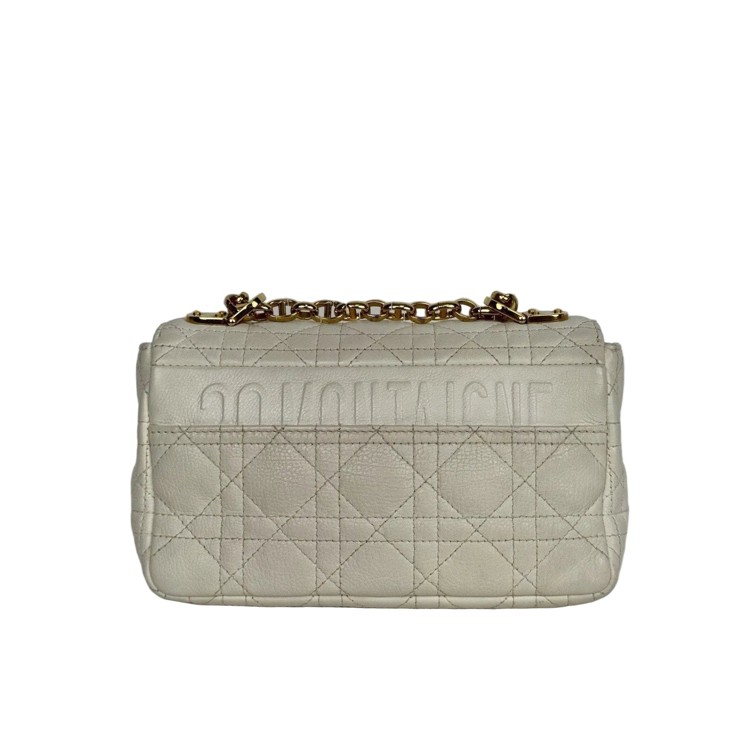 Dior Caro Bag in White Supple Leather with Gold Tone Hardware E-3