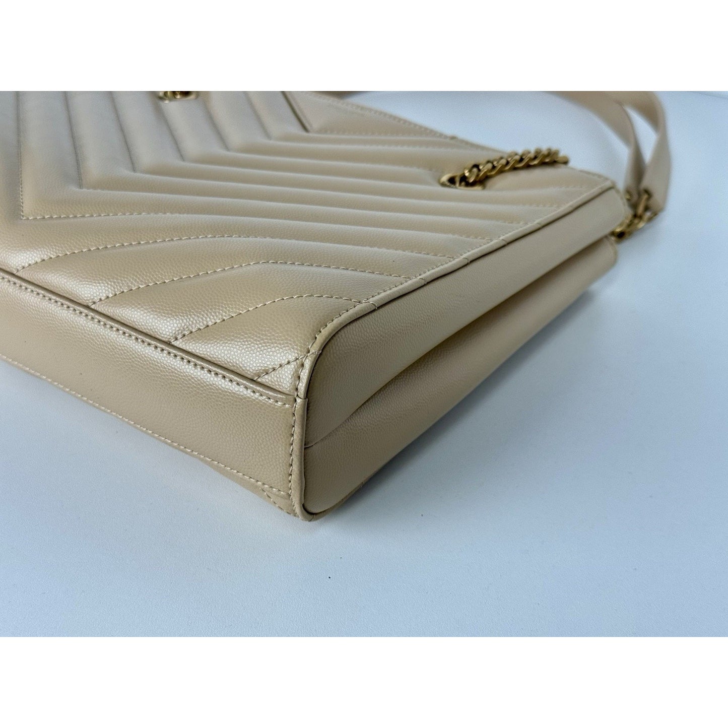 Saint Laurent Tribeca Shopping Tote Beige Grain De Poudre Leather C-9