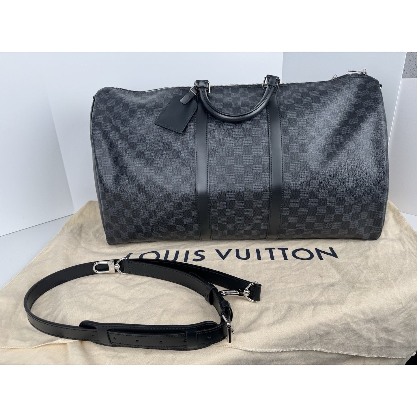 Louis Vuitton Damier Graphite Keepall Bandoulière 55 Travel Bag