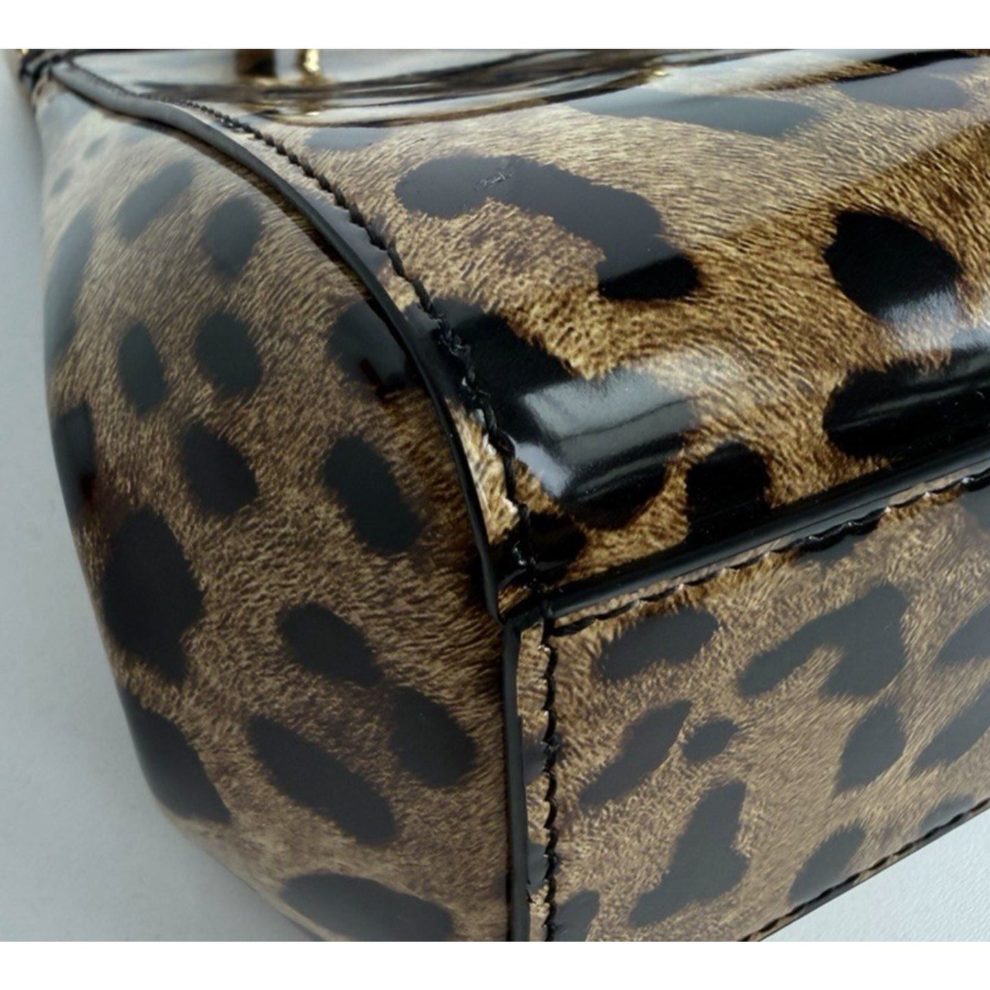 Dolce & Gabbana Medium Sicily Bag in Leopard Print Polished Calfskin Leather B3