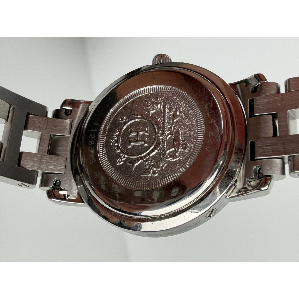 Hermes Two-Tone Stainless Steel Clipper Classique PM Watch with White Dial