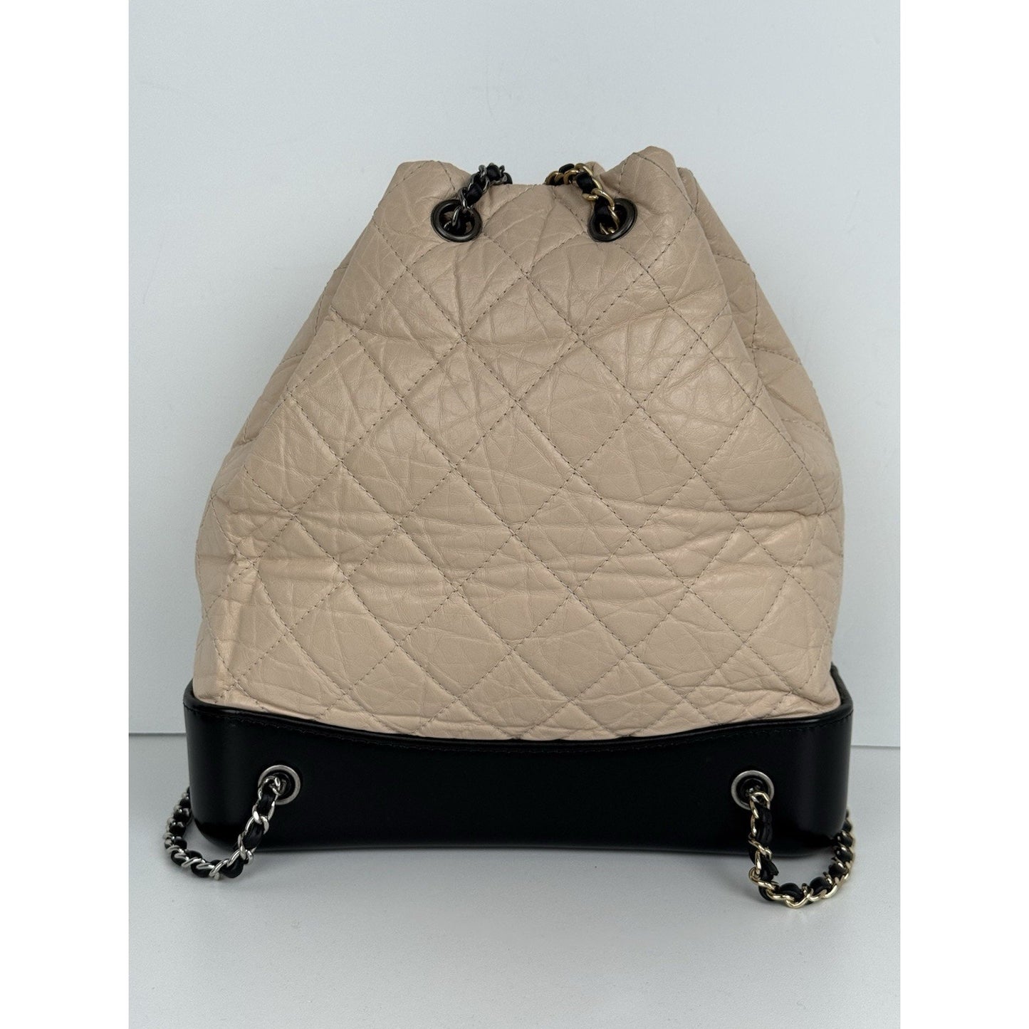 Chanel Gabrielle Small Backpack Aged Calfskin Beige and Black B-7