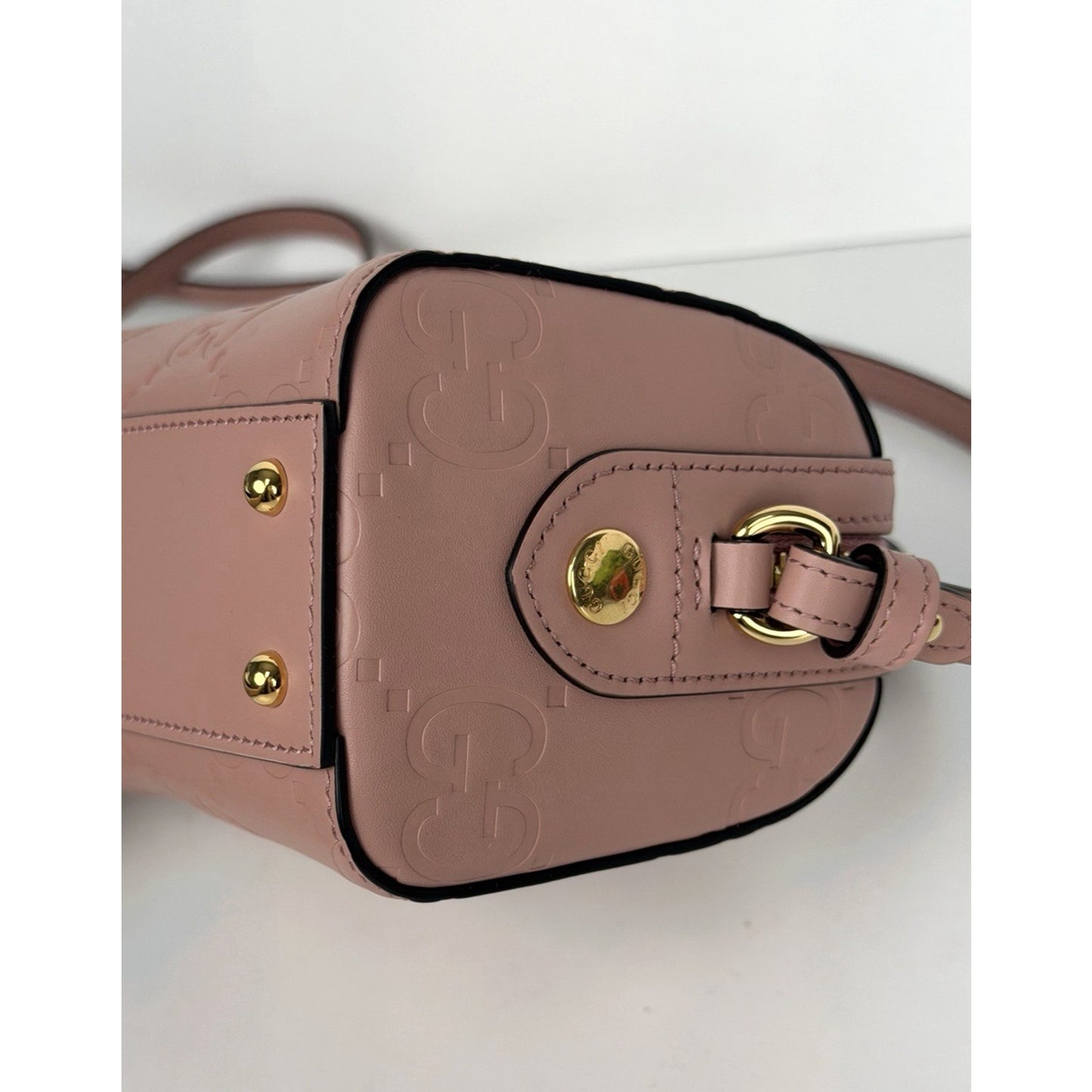 Gucci Jumbo GG Super Mini Top Handle Bag in Soft Pink Leather C6
