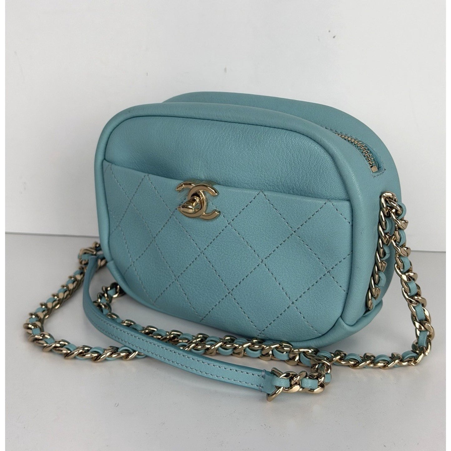 Chanel Casual Trip Camera Case Bag Small in Tiffany Blue Goatskin 2018-2019 D4