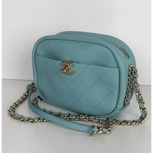 Chanel Casual Trip Camera Case Bag Small in Tiffany Blue Goatskin 2018-2019 D4