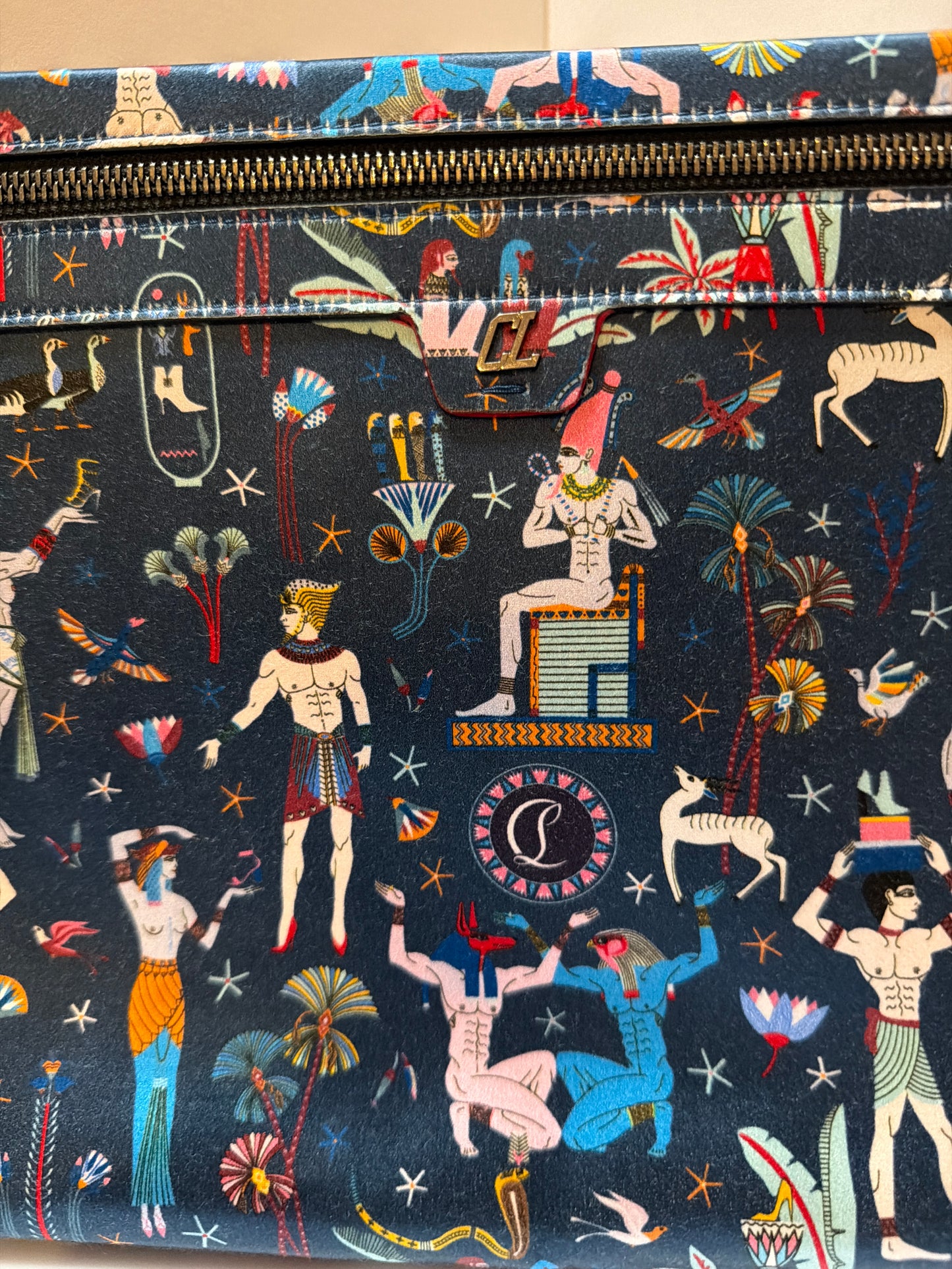 Christian Louboutin Egyptian Satin Clutch Wristlet Blue
