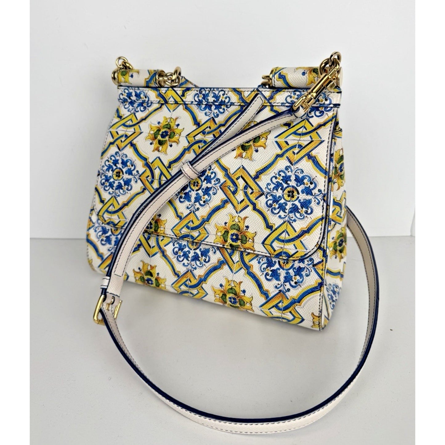 Dolce & Gabbana Dauphine Majolica Miss Sicily Bag Medium Multicolor Leather S13
