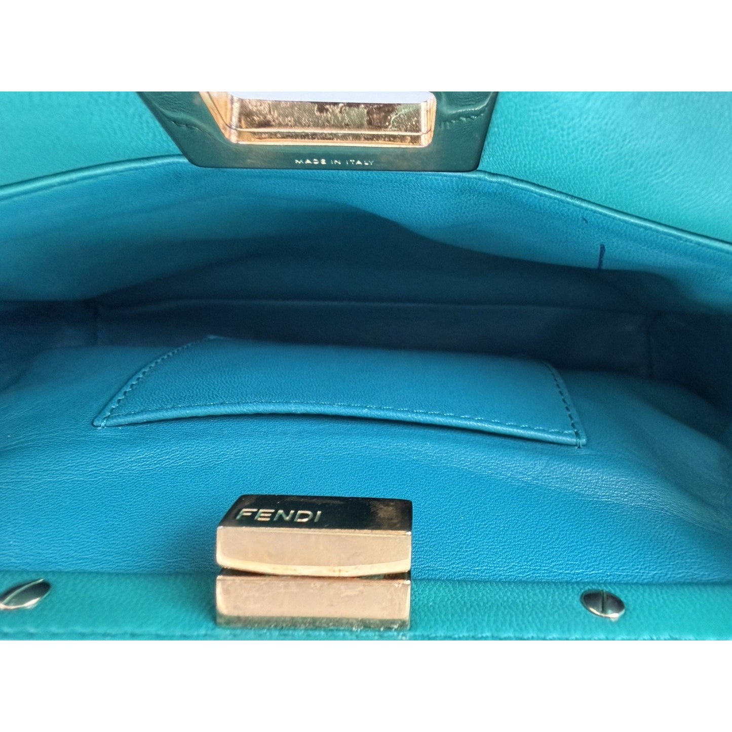 Fendi Peekaboo Handbag Mini in Emerald Green Leather & Gold Hardware S-07