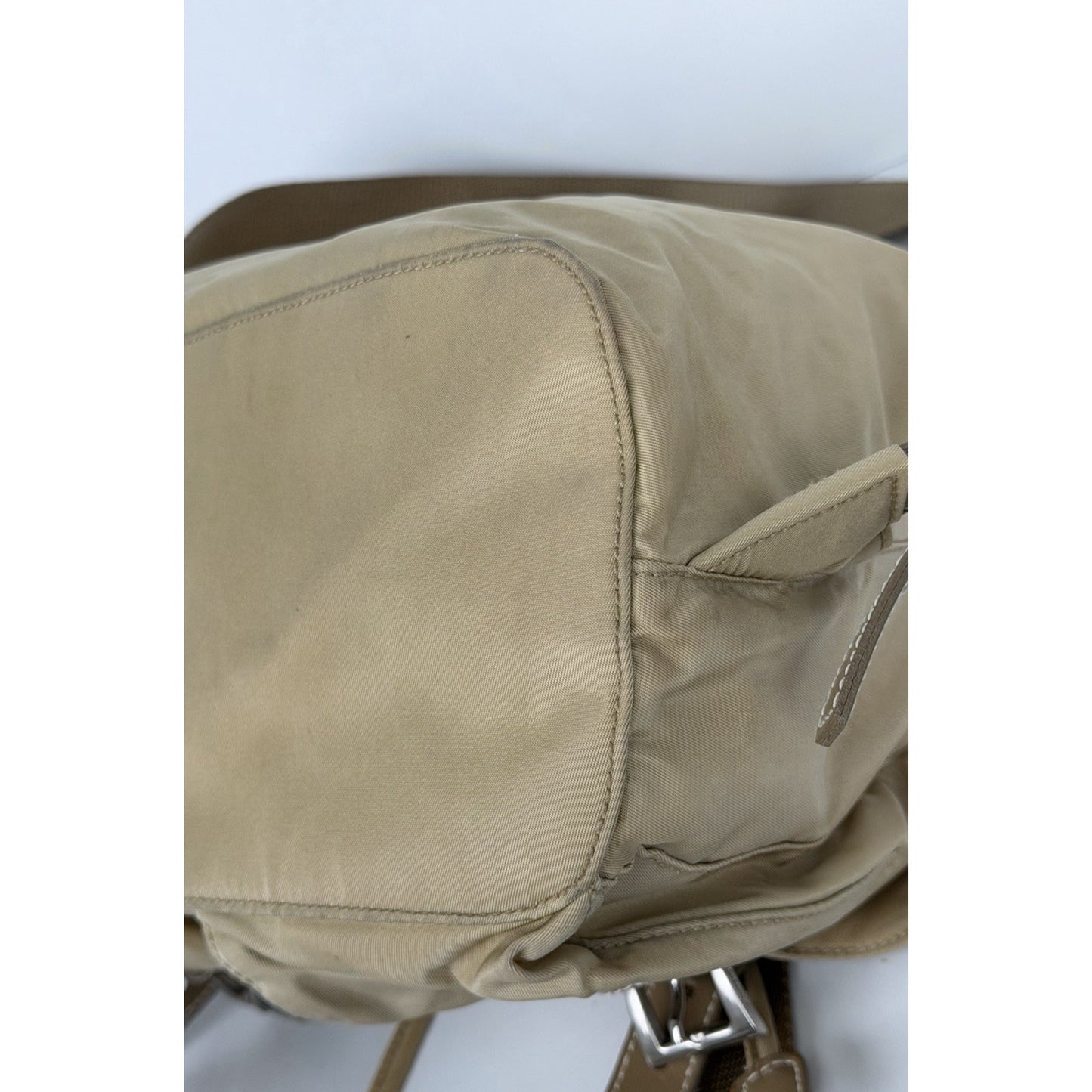 Prada Beige Re-Nylon and Saffiano Leather Backpack S10