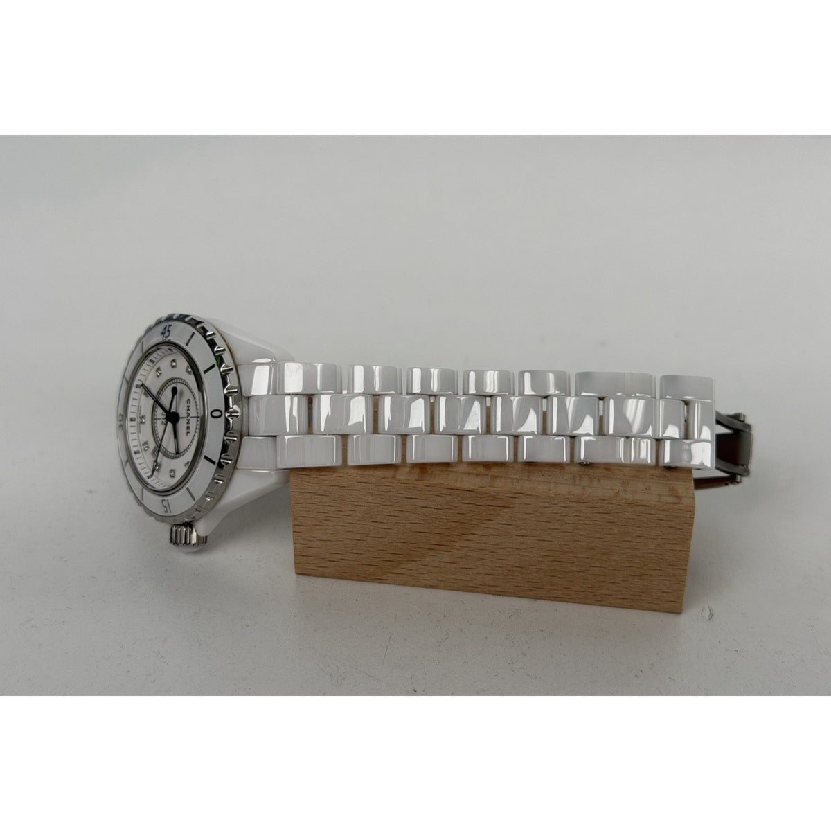 Chanel Watch J12 H1628 White Ceramic Quartz Diamond Markers 33mm Limited Edition
