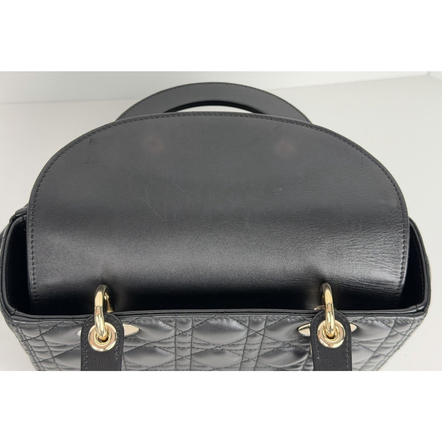 Christian Dior Medium Lady Dior Shoulder Bag in Black Lambskin Leather 2021 C6