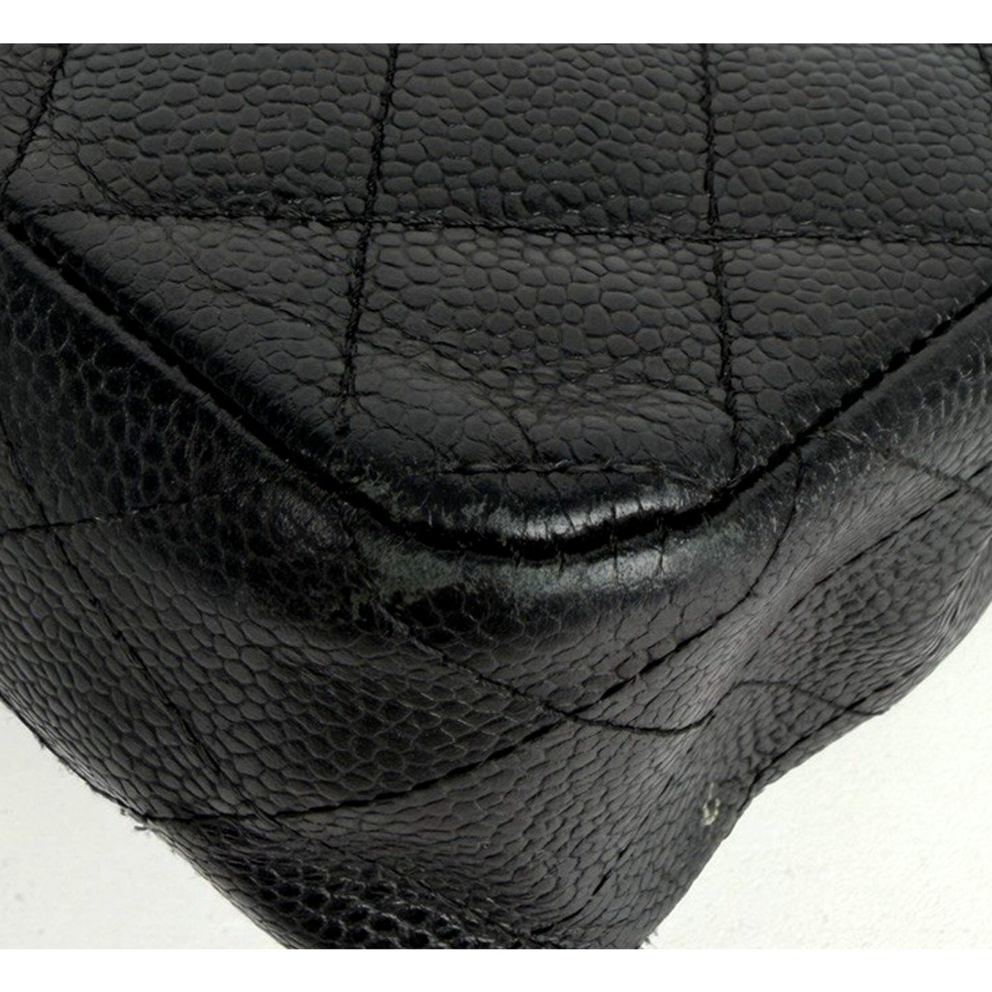 Chanel Classic Double Flap Medium Bag in Black Quilted Caviar Leather E-5