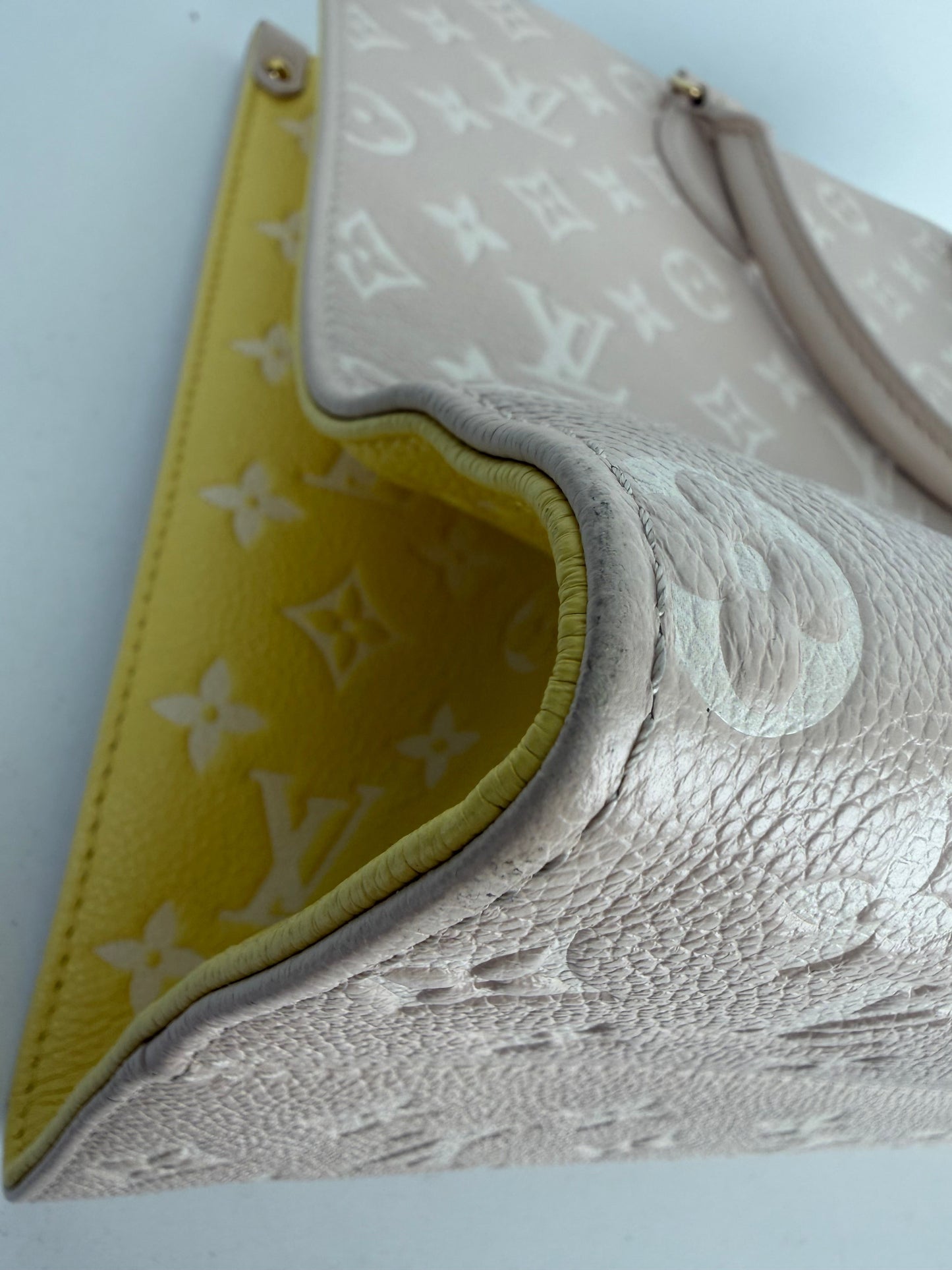 Louis Vuitton OnTheGo Spring in the City MM Tote Bag in Beige Empreinte Leather NFC C-9