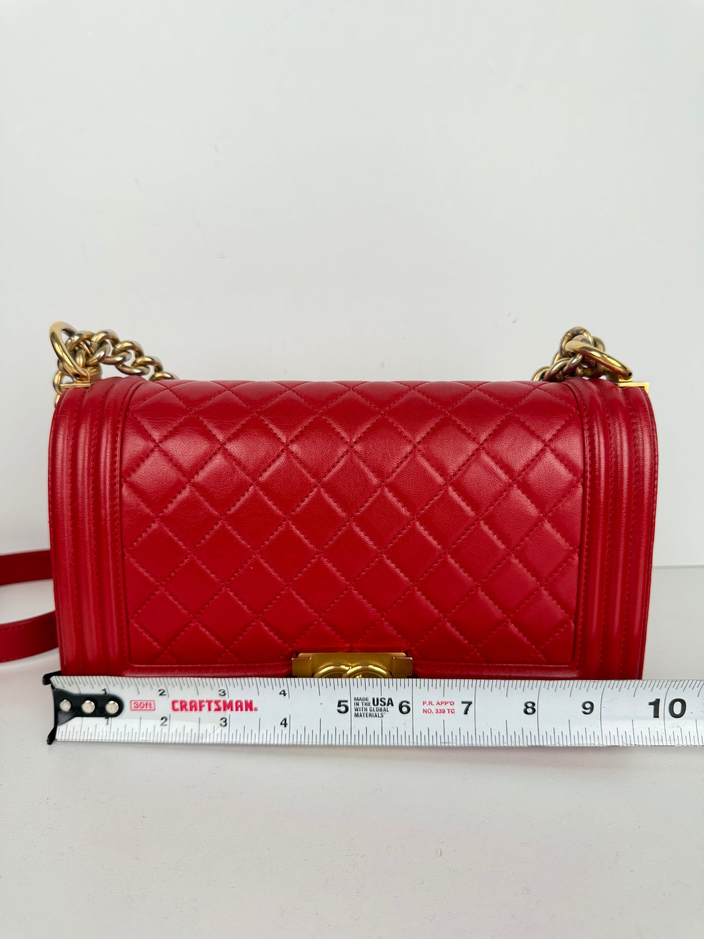 Chanel Boy Bag Medium in Red Lambskin Leather Gold Hardware 2015-2016 YE-8