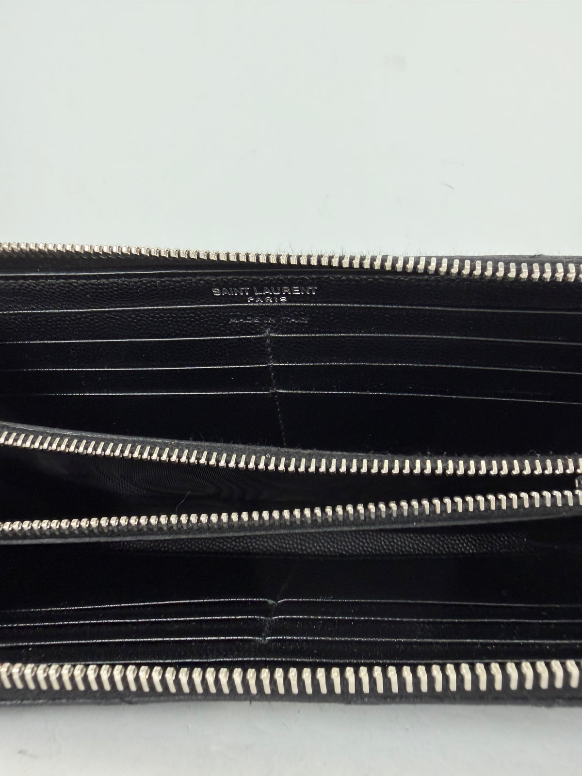 Saint Laurent Cassandre Matelasse Zip Around Wallet in Grain de Poudre Leather YK1