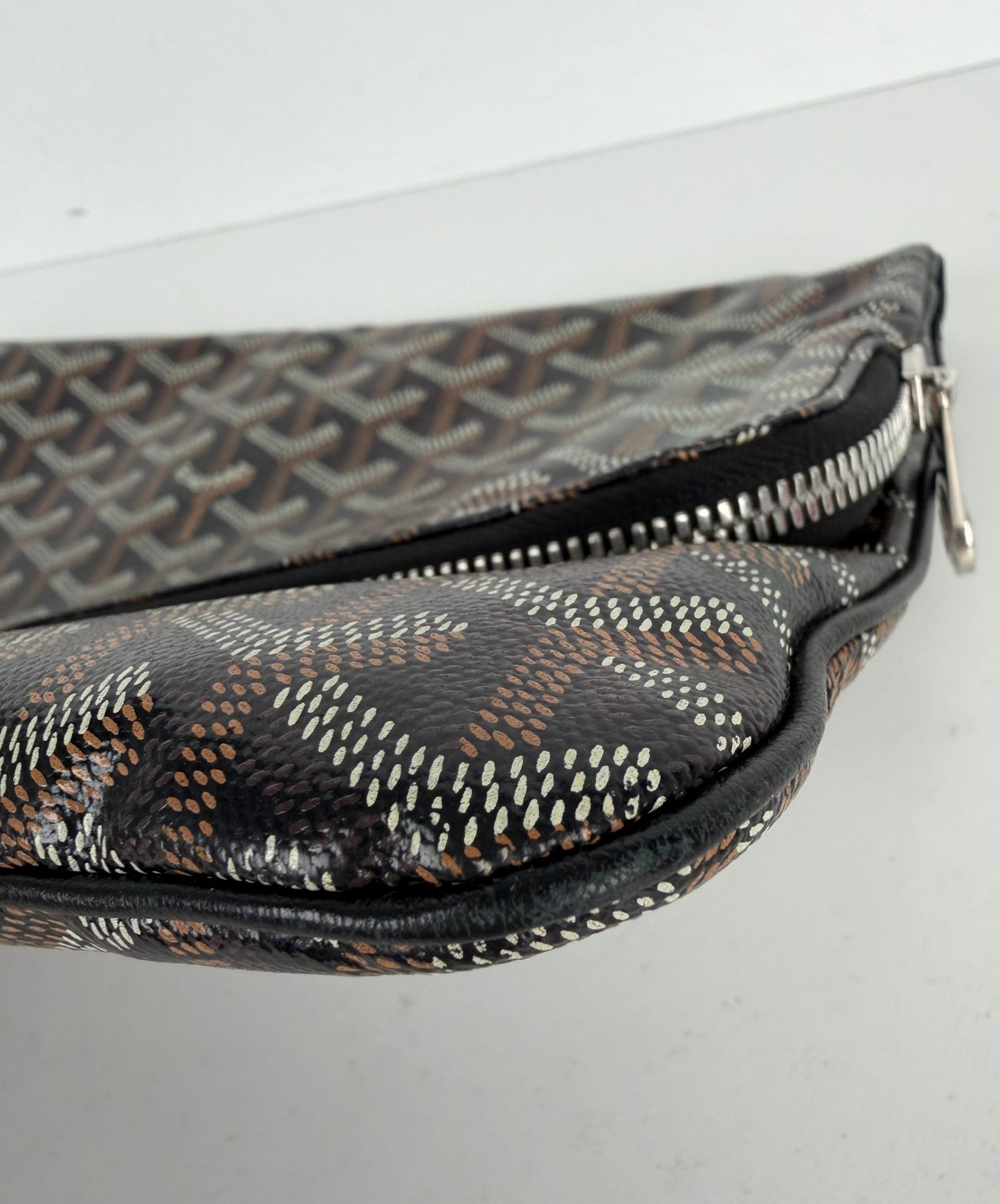 Goyard Sainte-Marie MM Fold Over Clutch Bag in Black Goyardine Coated Canvas YK-2