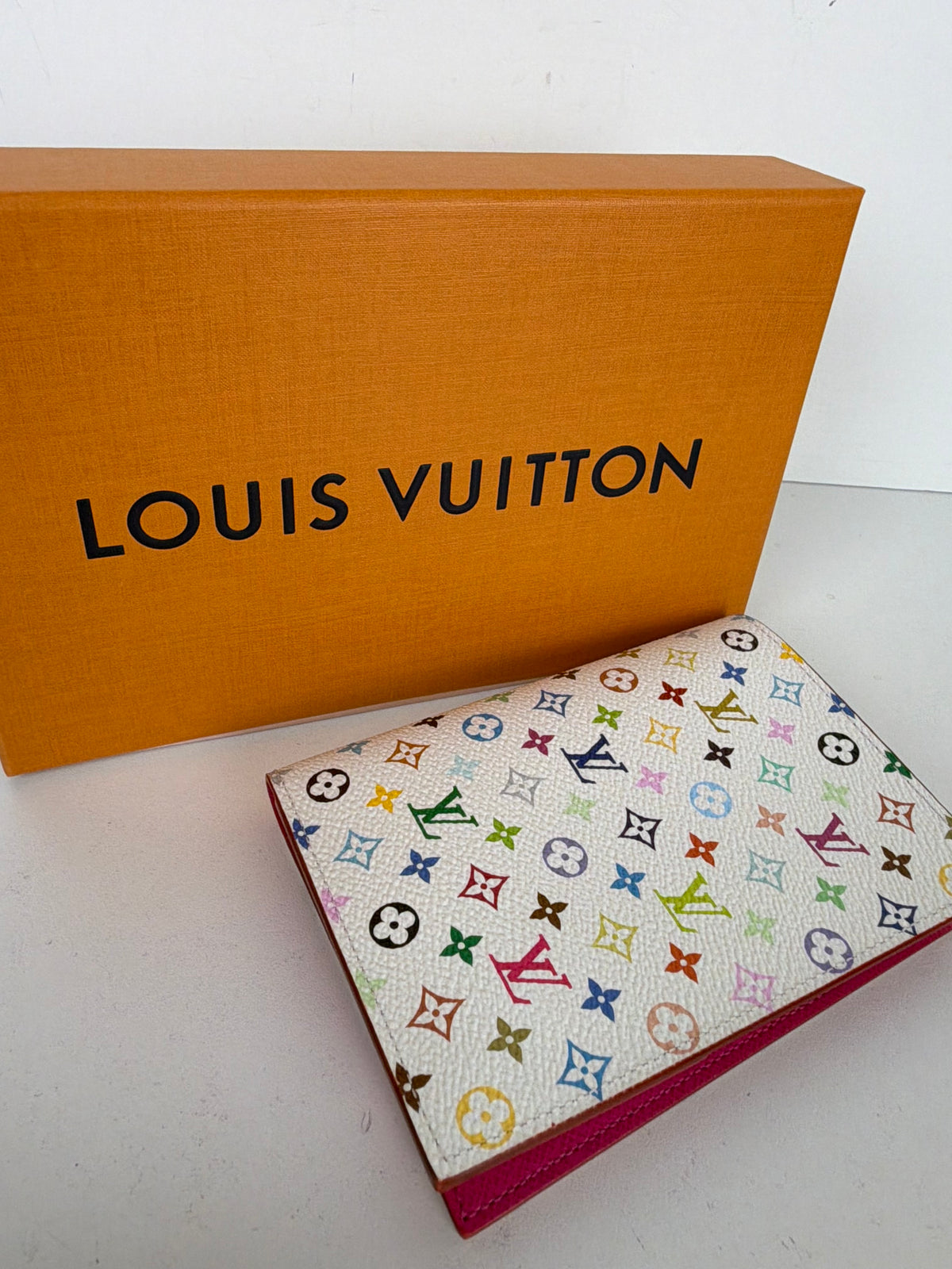 Louis Vuitton x Takashi Murakami Monogram Multicolor Passport Cover in Coated Canvas NFC K3