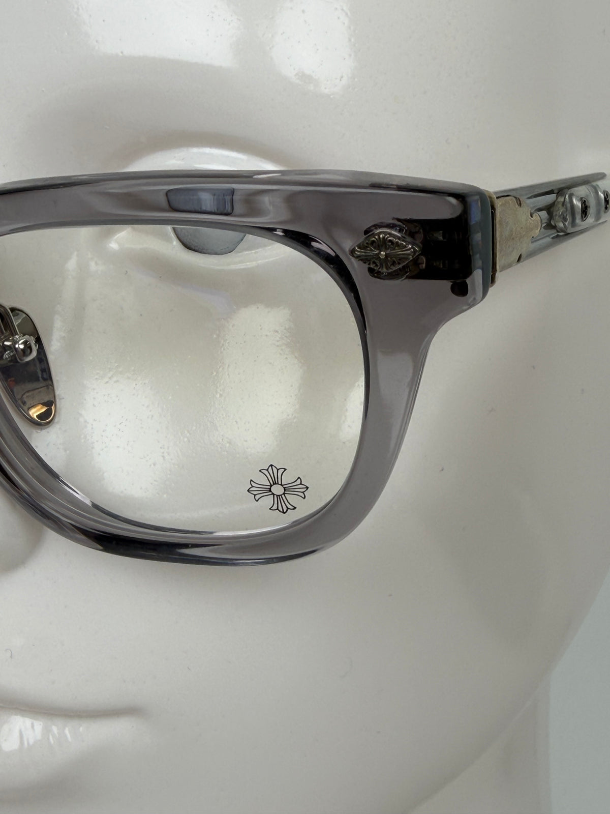 Chrome Hearts Baggins Geometric / Square Eyeglasses in Clear Gray Frame with Clear Lenses YK-2