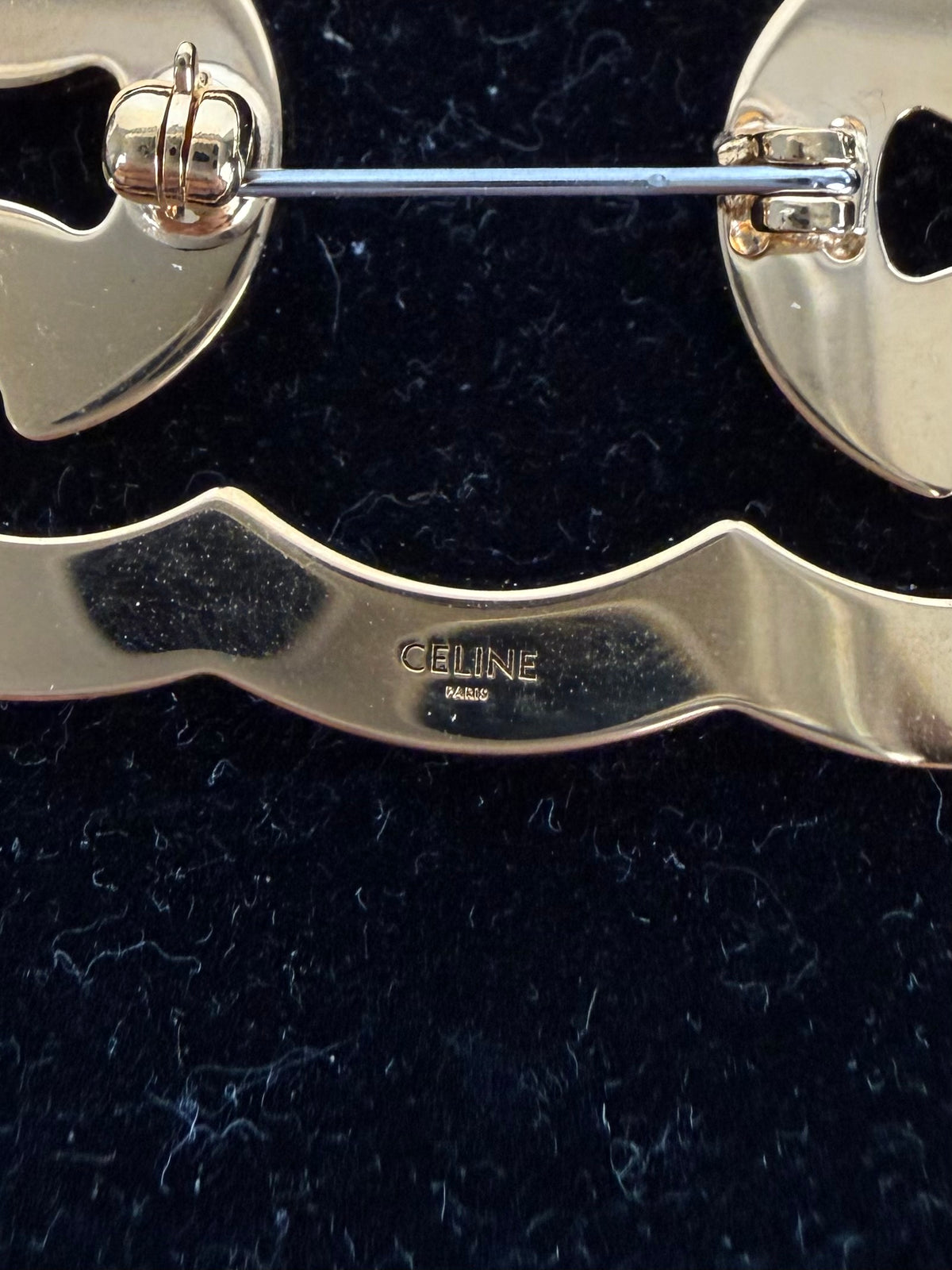 Celine Triomphe Frame Sparkle Brooch in Gold-Finish with Crystals K3