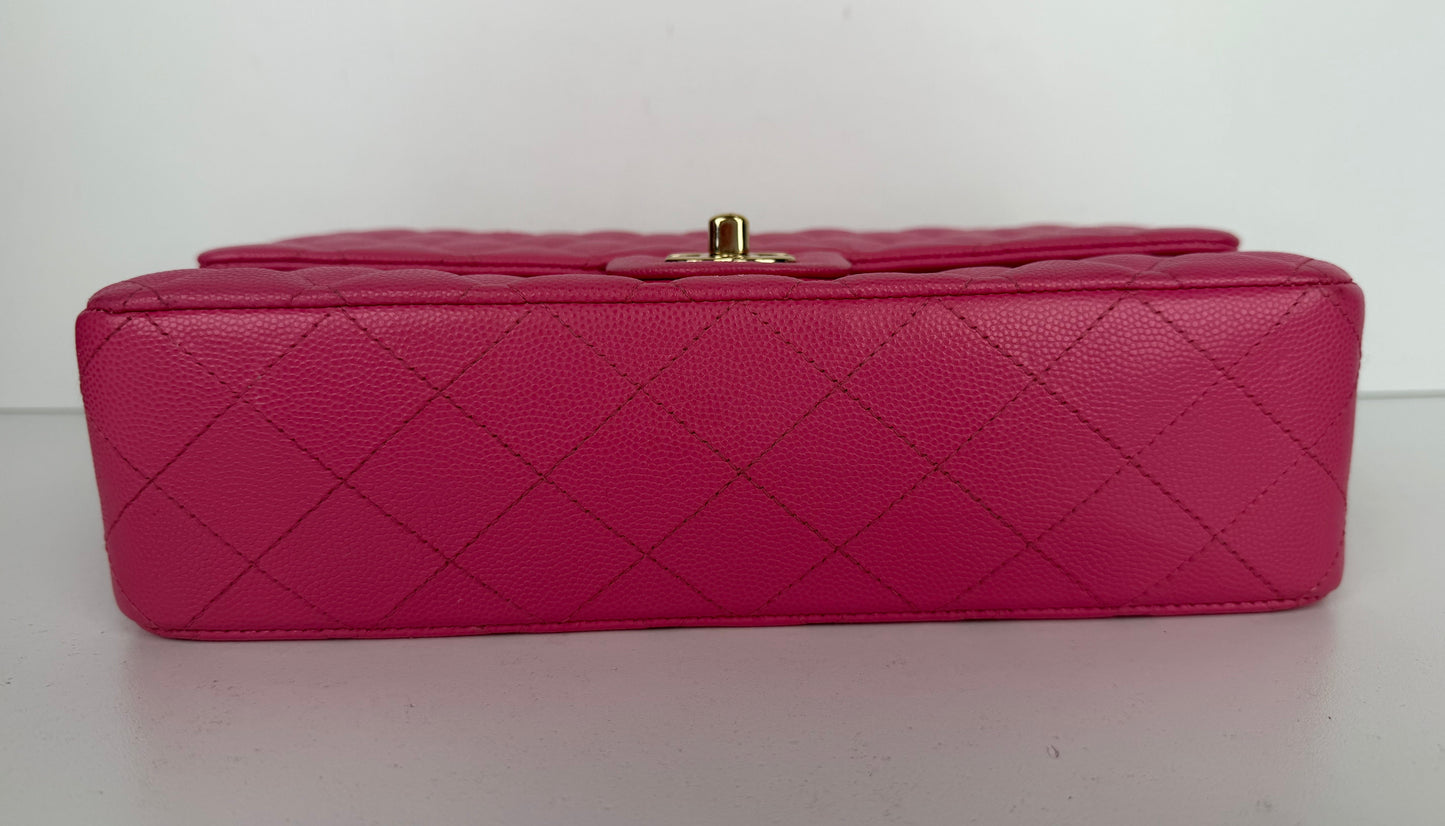Chanel Classic Double Flap Bag Small in Pink Caviar Leather 2019 YE-1