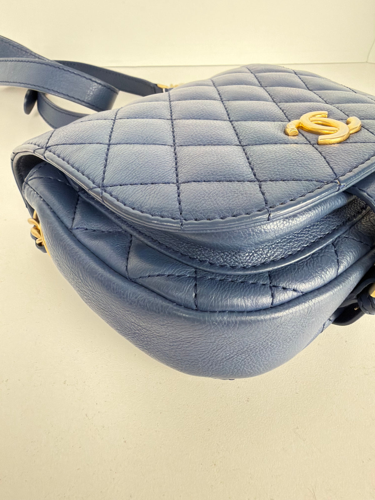 Chanel Casual Trip Small Crossbody Bag in Blue Quilted Calfskin Leather 2018-2019