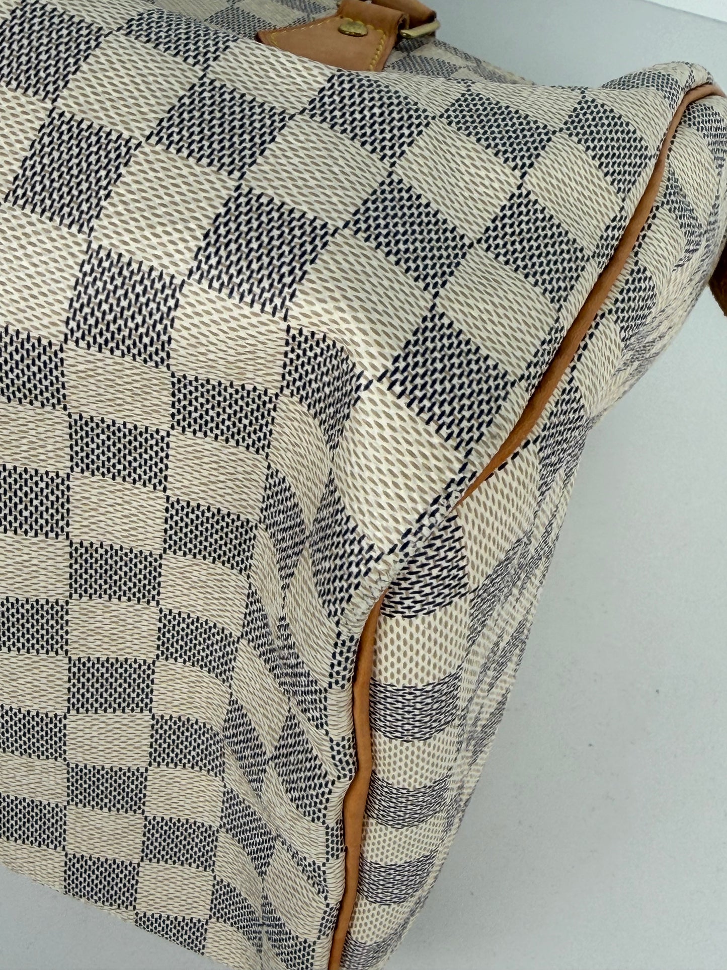 Louis Vuitton Speedy Handbag 35 in Damier Azur Coated Canvas 2016 YS