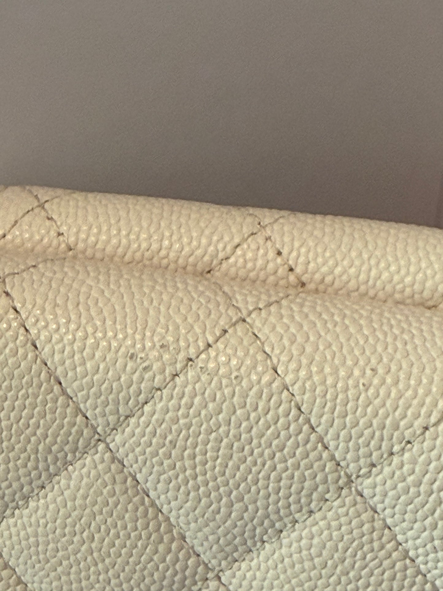 Chanel Small Wallet Trifold White Caviar Leather K3