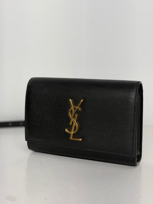 Saint Laurent Kate Belt Bag in Black Grain De Poudre Leather YS12
