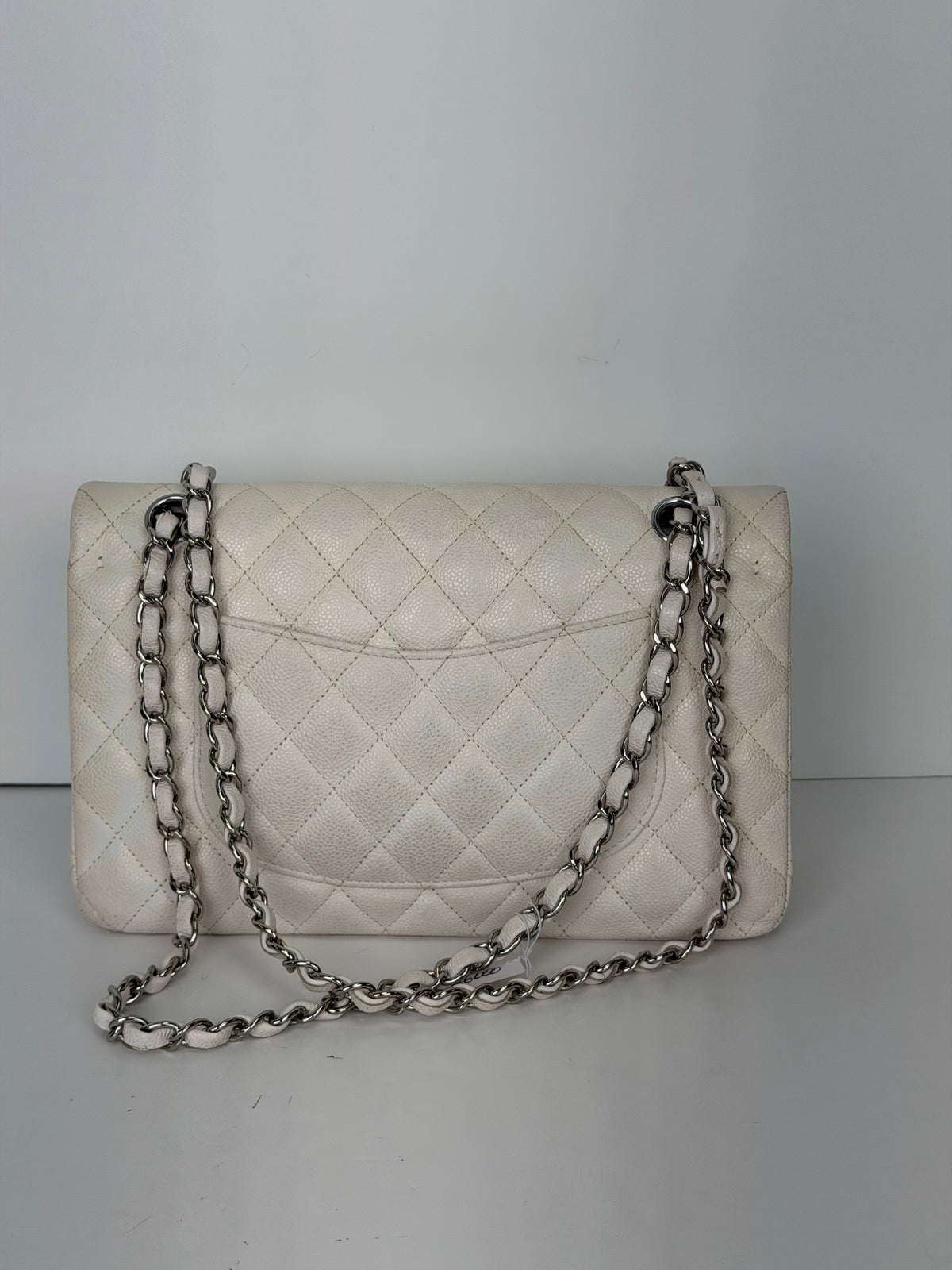 Chanel Caviar Quilted Medium Double Flap Bag in White 2020 D-6