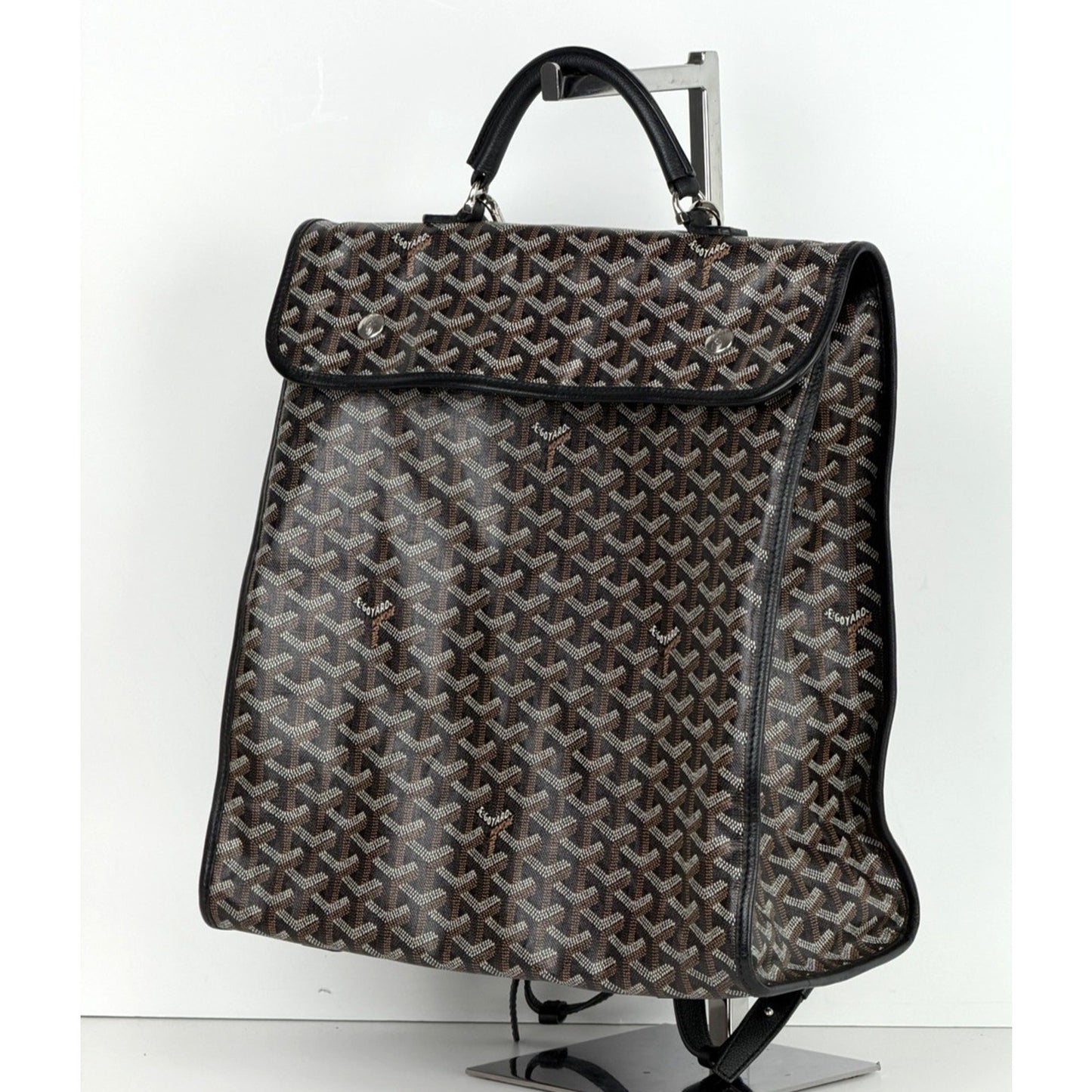 Goyard Saint Leger Backpack in Black Goyardine Coated Canvas Leather Trim E8
