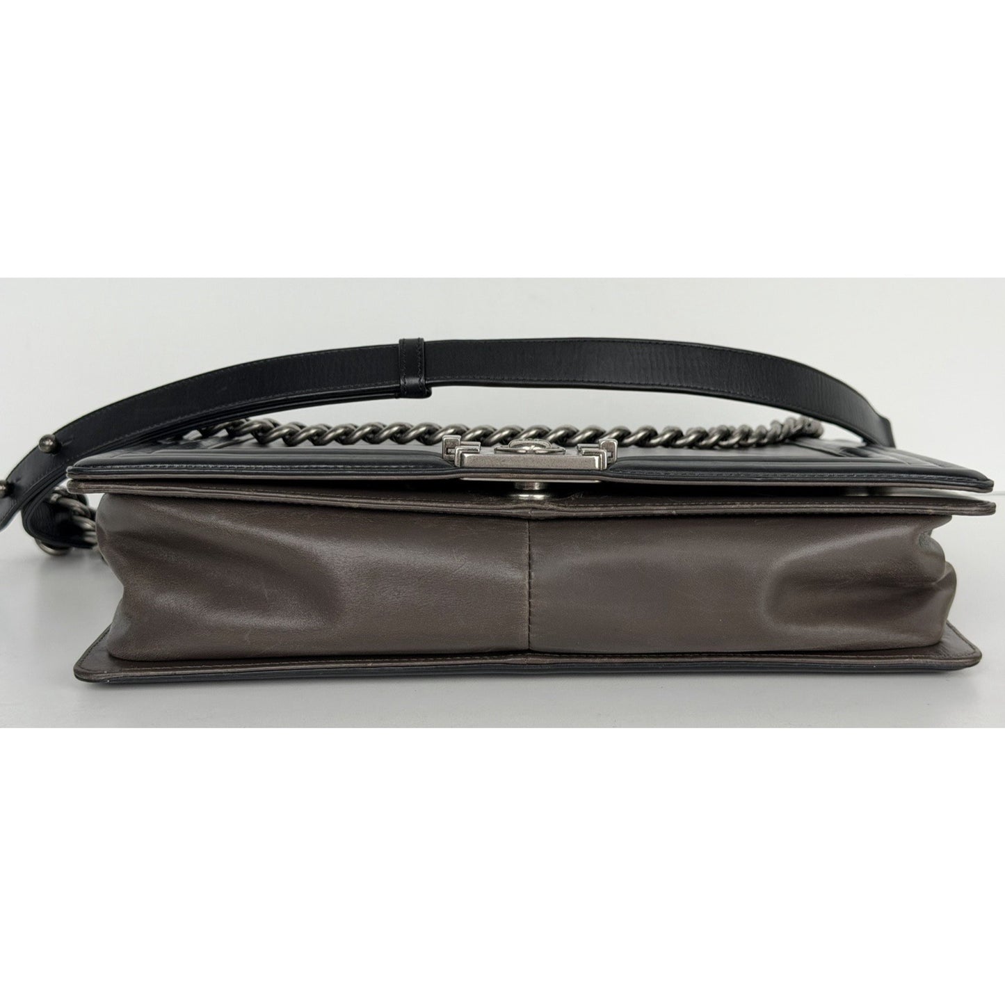 Chanel Boy Flap Bag Glazed Calfskin Large in Brown and Black 2011 B1