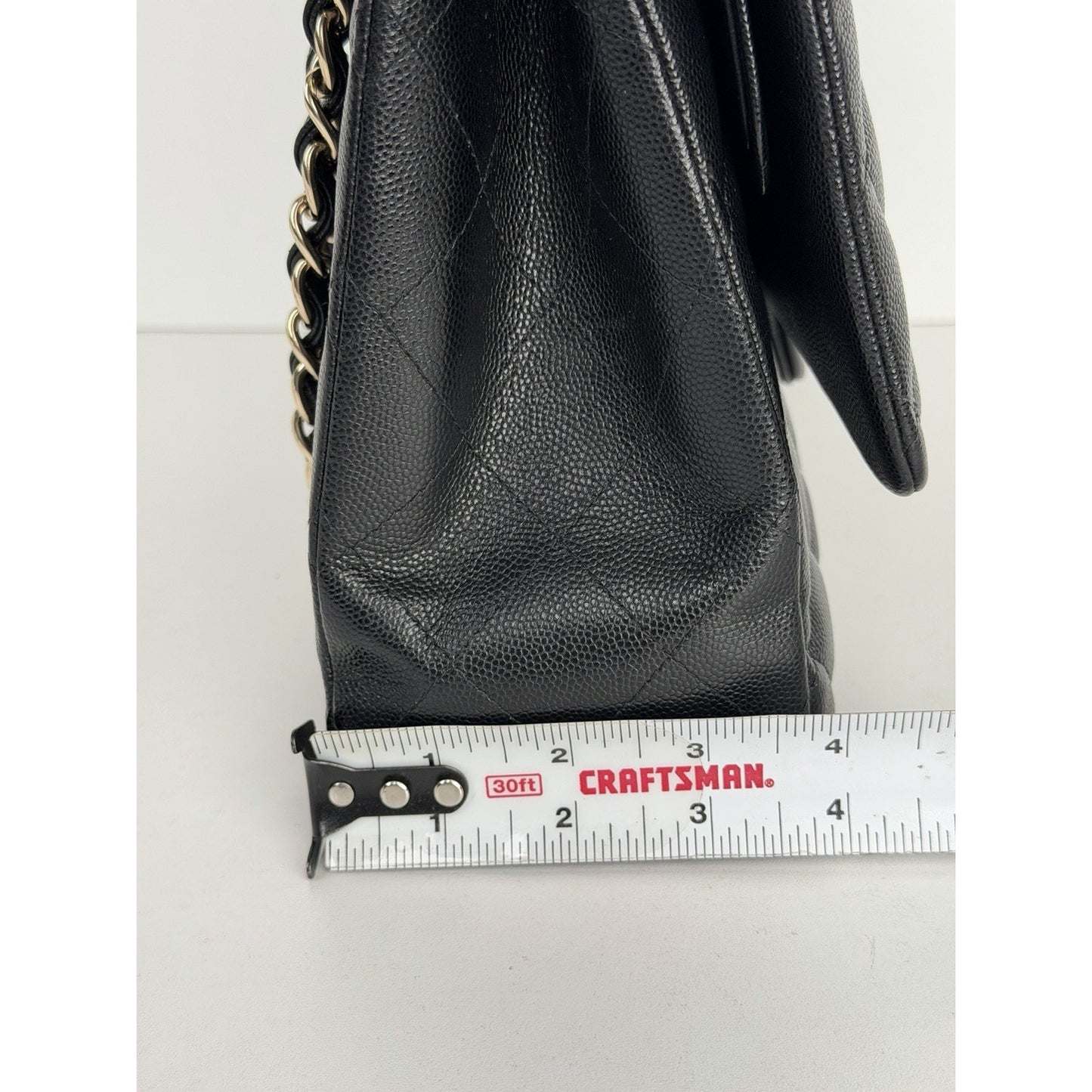 Chanel Classic Maxi Double Flap Bag in Black Caviar Quilted Leather NFC E4