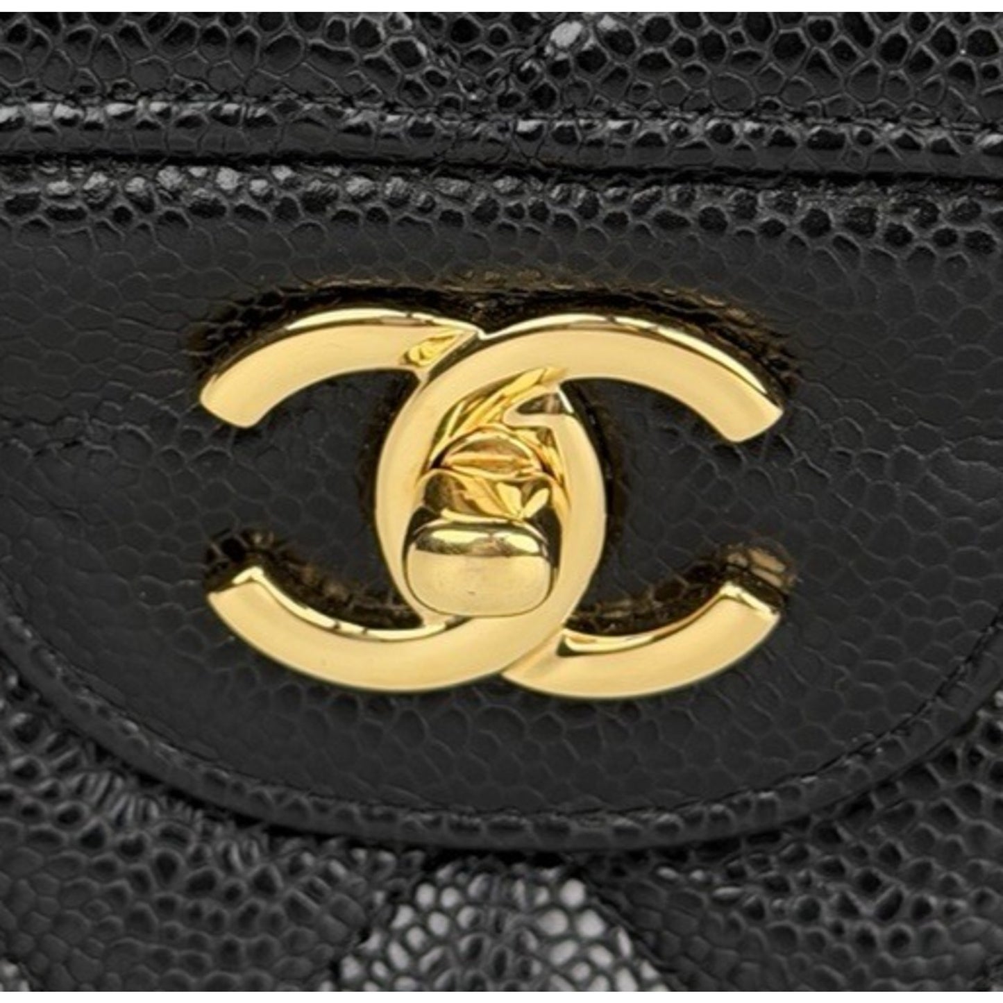 Chanel Classic Double Flap Jumbo Shoulder Bag Black Caviar Leather NFC F1