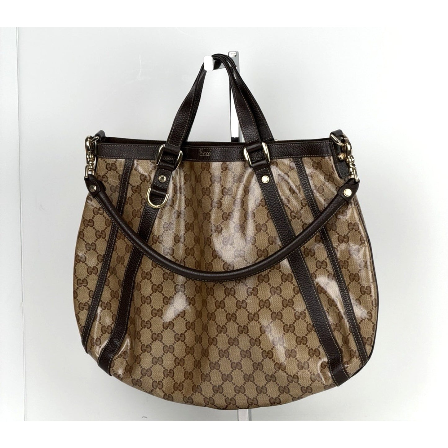 Gucci GG Crystal Abbey Convertible Shoulder Medium Bag in Coated Canvas S