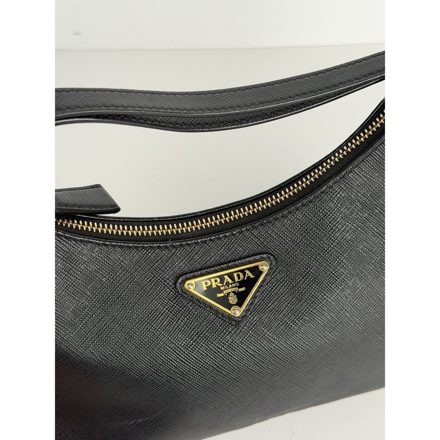 Prada Re-Edition 2005 Saffiano Leather Mini Bag in Black with Key Ring D-3