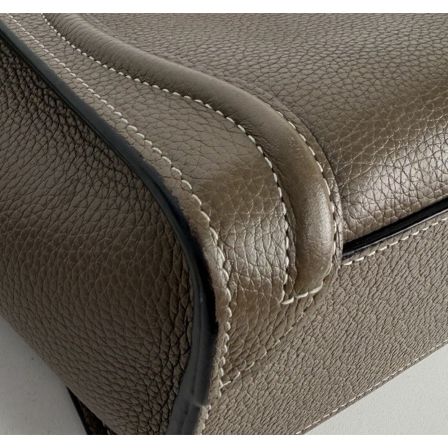 Celine Luggage Nano Bag in "Souris" Taupe Shade Drummed Calfskin Leather S05