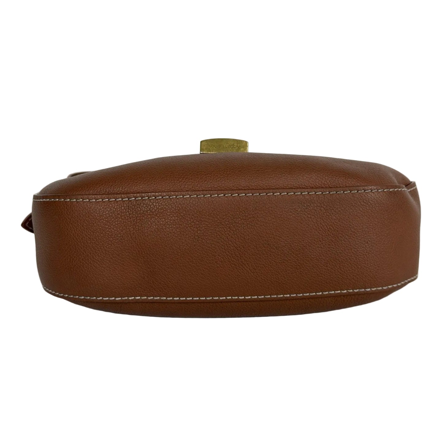 Louis Vuitton Grained Calfskin Low Key Shoulder Bag in Cognac Brown Leather