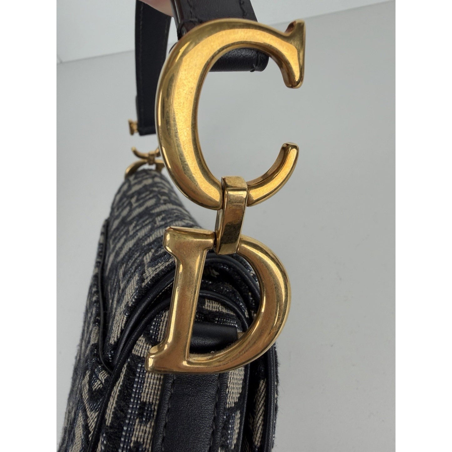 Dior Saddle Bag Mini in Blue Oblique Jacquard Canvas Gold-Tone Hardware 2018 C-9